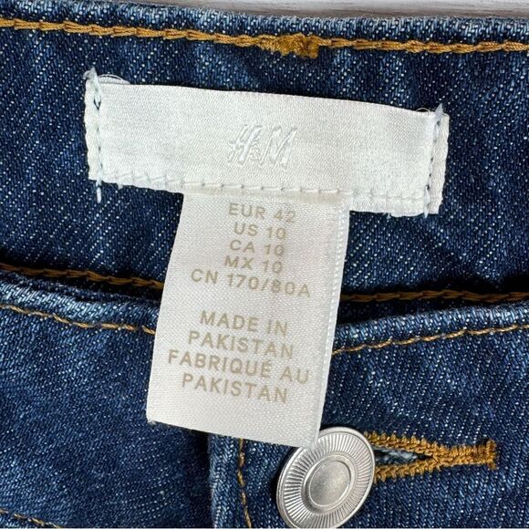 H&M High Rise Tapered Baggy Jeans Dark Blue Size 10 Relaxed Ankle - Picture 9 of 14